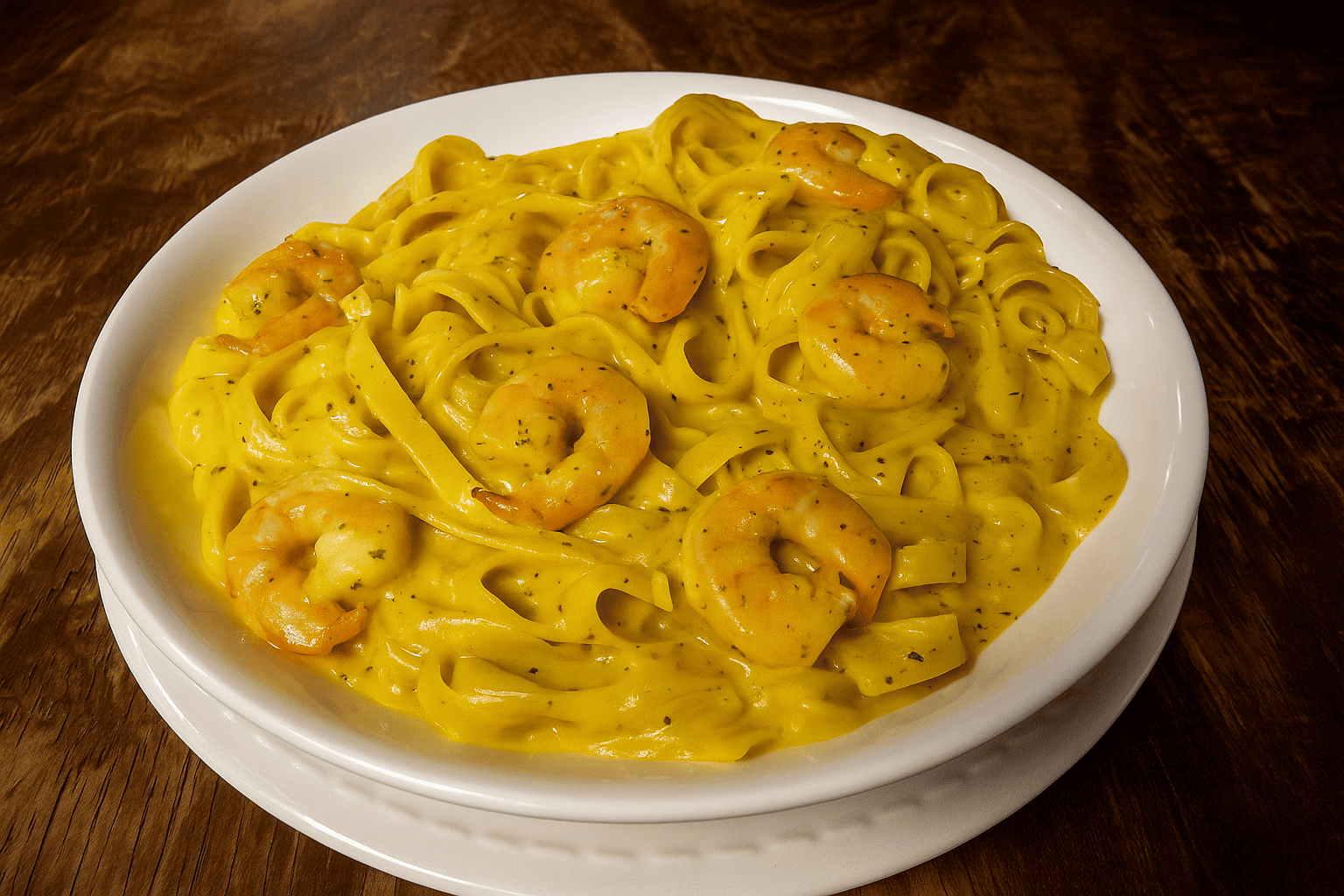 FETTUCCINI ALFREDO CON CAMARÓN